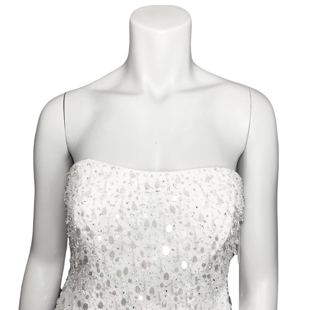 NWT GALINA SIGNATURE Strapless Mermaidcore Wedding Dress With Beaded Fri… - Picture 8 of 16